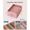 imageSONGMICS Set of 2 Large Size Wardrobe Clothes Organizers 6Compartment Foldable Drawer Organizers with Handles 165 x 118 x 67 Inches for Pants Sweaters Jeans Dove Gray URUS009G02Jelly Pink