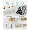 imageSONGMICS Slim Storage Cart 4Tier Rolling Cart Narrow Utility Cart on Wheels 6 Hooks 360 Swivel Wheels Lockable Steel Frame Bathroom Kitchen Office Cloud White UKSC08WTCloud White