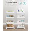 imageSONGMICS Slim Storage Cart 4Tier Rolling Cart Narrow Utility Cart on Wheels 6 Hooks 360 Swivel Wheels Lockable Steel Frame Bathroom Kitchen Office Cloud White UKSC08WTCloud White