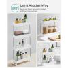 imageSONGMICS Slim Storage Cart 4Tier Rolling Cart Narrow Utility Cart on Wheels 6 Hooks 360 Swivel Wheels Lockable Steel Frame Bathroom Kitchen Office Cloud White UKSC08WTCloud White