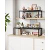 imageSONGMICS Spice Rack Expandable Kitchen Countertop Shelf Small Cupboard Organizer Metal SpaceSaving Tabletop Shelf Matte White UKCS007W01Matte Black