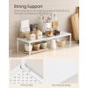 imageSONGMICS Spice Rack Expandable Kitchen Countertop Shelf Small Cupboard Organizer Metal SpaceSaving Tabletop Shelf Matte White UKCS007W01Matte White