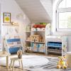 imageSONGMICS Toy and Book Organizer for Kids Storage Unit with 2 Storage Boxes for Playroom Childrens Room Living Room White UGKR42WT 93 x 30 x 100 centimetersCloud White  Motif