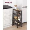 imageVASAGLE Slim Rolling Cart 5Tier Storage Cart Narrow Cart with Handle 51 Inches Deep Metal Frame for Kitchen Dining Room Living Room Home Office Oak Beige and Classic White ULRC034W09Rustic Brown  Classic Black
