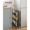 imageVASAGLE Slim Rolling Cart 5Tier Storage Cart Narrow Cart with Handle 51 Inches Deep Metal Frame for Kitchen Dining Room Living Room Home Office Oak Beige and Classic White ULRC034W09Heather Greige  Classic Black