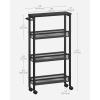 imageVASAGLE Slim Rolling Cart 5Tier Storage Cart Narrow Cart with Handle 51 Inches Deep Metal Frame for Kitchen Dining Room Living Room Home Office Oak Beige and Classic White ULRC034W09Ebony Black  Classic Black