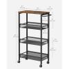 imageVASAGLE Slim Rolling Cart 5Tier Storage Cart Narrow Cart with Handle 51 Inches Deep Metal Frame for Kitchen Dining Room Living Room Home Office Oak Beige and Classic White ULRC034W09Rustic Brown  Classic Black