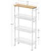 imageVASAGLE Slim Rolling Cart 5Tier Storage Cart Narrow Cart with Handle 51 Inches Deep Metal Frame for Kitchen Dining Room Living Room Home Office Oak Beige and Classic White ULRC034W09Oak Beige  Classic White