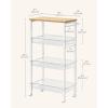 imageVASAGLE Slim Rolling Cart 5Tier Storage Cart Narrow Cart with Handle 51 Inches Deep Metal Frame for Kitchen Dining Room Living Room Home Office Oak Beige and Classic White ULRC034W09Oak Beige  Classic White