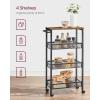 imageVASAGLE Slim Rolling Cart 5Tier Storage Cart Narrow Cart with Handle 51 Inches Deep Metal Frame for Kitchen Dining Room Living Room Home Office Oak Beige and Classic White ULRC034W09Rustic Brown  Classic Black