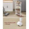 imageVASAGLE Slim Rolling Cart 5Tier Storage Cart Narrow Cart with Handle 51 Inches Deep Metal Frame for Kitchen Dining Room Living Room Home Office Oak Beige and Classic White ULRC034W09Oak Beige  Classic White