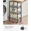 imageVASAGLE Slim Rolling Cart 5Tier Storage Cart Narrow Cart with Handle 51 Inches Deep Metal Frame for Kitchen Dining Room Living Room Home Office Oak Beige and Classic White ULRC034W09Rustic Brown  Classic Black