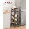 imageVASAGLE Slim Rolling Cart 5Tier Storage Cart Narrow Cart with Handle 51 Inches Deep Metal Frame for Kitchen Dining Room Living Room Home Office Oak Beige and Classic White ULRC034W09Rustic Brown  Classic Black