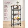 imageVASAGLE Slim Rolling Cart 5Tier Storage Cart Narrow Cart with Handle 51 Inches Deep Metal Frame for Kitchen Dining Room Living Room Home Office Oak Beige and Classic White ULRC034W09Rustic Brown  Classic Black