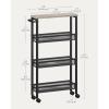 imageVASAGLE Slim Rolling Cart 5Tier Storage Cart Narrow Cart with Handle 51 Inches Deep Metal Frame for Kitchen Dining Room Living Room Home Office Oak Beige and Classic White ULRC034W09Heather Greige  Classic Black