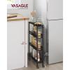 imageVASAGLE Slim Rolling Cart 5Tier Storage Cart Narrow Cart with Handle 51 Inches Deep Metal Frame for Kitchen Dining Room Living Room Home Office Oak Beige and Classic White ULRC034W09Ebony Black  Classic Black