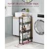 imageVASAGLE Slim Rolling Cart 5Tier Storage Cart Narrow Cart with Handle 51 Inches Deep Metal Frame for Kitchen Dining Room Living Room Home Office Oak Beige and Classic White ULRC034W09Heather Greige  Classic Black