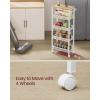 imageVASAGLE Slim Rolling Cart 5Tier Storage Cart Narrow Cart with Handle 51 Inches Deep Metal Frame for Kitchen Dining Room Living Room Home Office Oak Beige and Classic White ULRC034W09Oak Beige  Classic White