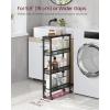imageVASAGLE Slim Rolling Cart 5Tier Storage Cart Narrow Cart with Handle 51 Inches Deep Metal Frame for Kitchen Dining Room Living Room Home Office Oak Beige and Classic White ULRC034W09Ebony Black  Classic Black
