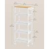 imageVASAGLE Slim Rolling Cart 5Tier Storage Cart Narrow Cart with Handle 51 Inches Deep Metal Frame for Kitchen Dining Room Living Room Home Office Oak Beige and Classic White ULRC034W09Oak Beige  Classic White