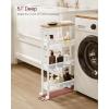 imageVASAGLE Slim Rolling Cart 5Tier Storage Cart Narrow Cart with Handle 51 Inches Deep Metal Frame for Kitchen Dining Room Living Room Home Office Oak Beige and Classic White ULRC034W09Oak Beige  Classic White