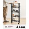 imageVASAGLE Slim Rolling Cart 5Tier Storage Cart Narrow Cart with Handle 51 Inches Deep Metal Frame for Kitchen Dining Room Living Room Home Office Oak Beige and Classic White ULRC034W09Rustic Brown  Classic Black