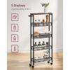 imageVASAGLE Slim Rolling Cart 5Tier Storage Cart Narrow Cart with Handle 51 Inches Deep Metal Frame for Kitchen Dining Room Living Room Home Office Oak Beige and Classic White ULRC034W09Rustic Brown  Classic Black