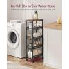 imageVASAGLE Slim Rolling Cart 5Tier Storage Cart Narrow Cart with Handle 51 Inches Deep Metal Frame for Kitchen Dining Room Living Room Home Office Oak Beige and Classic White ULRC034W09Rustic Brown  Classic Black