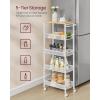 imageVASAGLE Slim Rolling Cart 5Tier Storage Cart Narrow Cart with Handle 51 Inches Deep Metal Frame for Kitchen Dining Room Living Room Home Office Oak Beige and Classic White ULRC034W09Oak Beige  Classic White