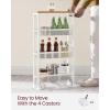 imageVASAGLE Slim Rolling Cart 5Tier Storage Cart Narrow Cart with Handle 51 Inches Deep Metal Frame for Kitchen Dining Room Living Room Home Office Oak Beige and Classic White ULRC034W09Oak Beige  Classic White