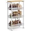 imageVASAGLE Slim Rolling Cart 5Tier Storage Cart Narrow Cart with Handle 51 Inches Deep Metal Frame for Kitchen Dining Room Living Room Home Office Oak Beige and Classic White ULRC034W09Oak Beige  Classic White