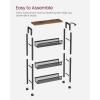 imageVASAGLE Slim Rolling Cart 5Tier Storage Cart Narrow Cart with Handle 51 Inches Deep Metal Frame for Kitchen Dining Room Living Room Home Office Oak Beige and Classic White ULRC034W09Rustic Brown  Classic Black