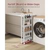 imageVASAGLE Slim Rolling Cart 5Tier Storage Cart Narrow Cart with Handle 51 Inches Deep Metal Frame for Kitchen Dining Room Living Room Home Office Oak Beige and Classic White ULRC034W09Oak Beige  Classic White