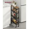 imageVASAGLE Slim Rolling Cart 5Tier Storage Cart Narrow Cart with Handle 51 Inches Deep Metal Frame for Kitchen Dining Room Living Room Home Office Oak Beige and Classic White ULRC034W09Rustic Brown  Classic Black