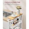 imageVASAGLE Slim Rolling Cart 5Tier Storage Cart Narrow Cart with Handle 51 Inches Deep Metal Frame for Kitchen Dining Room Living Room Home Office Oak Beige and Classic White ULRC034W09Oak Beige  Classic White