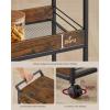 imageVASAGLE Storage Cart 3Tier Rolling Utility Cart with Table Top Handles 4 Lockable Casters Top Drawer Mesh Shelves for Kitchen Bathroom Bedroom Rustic Brown and Ink Black ULRC048K01Rustic Brown  Ink Black