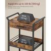 imageVASAGLE Storage Cart 3Tier Rolling Utility Cart with Table Top Handles 4 Lockable Casters Top Drawer Mesh Shelves for Kitchen Bathroom Bedroom Rustic Brown and Ink Black ULRC048K01Rustic Brown  Ink Black