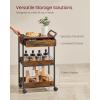 imageVASAGLE Storage Cart 3Tier Rolling Utility Cart with Table Top Handles 4 Lockable Casters Top Drawer Mesh Shelves for Kitchen Bathroom Bedroom Rustic Brown and Ink Black ULRC048K01Rustic Brown  Ink Black