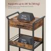 imageVASAGLE Storage Cart 3Tier Rolling Utility Cart with Table Top Handles 4 Lockable Casters Top Drawer Mesh Shelves for Kitchen Bathroom Bedroom Rustic Brown and Ink Black ULRC048K01Rustic Brown  Ink Black