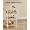imageVASAGLE Storage Cart 3Tier Rolling Utility Cart with Table Top Handles 4 Lockable Casters Top Drawer Mesh Shelves for Kitchen Bathroom Bedroom Rustic Brown and Ink Black ULRC048K01Golden Oak  Cloud White