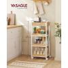 imageVASAGLE Storage Cart 3Tier Rolling Utility Cart with Table Top Handles 4 Lockable Casters Top Drawer Mesh Shelves for Kitchen Bathroom Bedroom Rustic Brown and Ink Black ULRC048K01Golden Oak  Cloud White