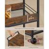 imageVASAGLE Storage Cart 3Tier Rolling Utility Cart with Table Top Handles 4 Lockable Casters Top Drawer Mesh Shelves for Kitchen Bathroom Bedroom Rustic Brown and Ink Black ULRC048K01Rustic Brown  Ink Black