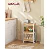 imageVASAGLE Storage Cart 3Tier Rolling Utility Cart with Table Top Handles 4 Lockable Casters Top Drawer Mesh Shelves for Kitchen Bathroom Bedroom Rustic Brown and Ink Black ULRC048K01Golden Oak  Cloud White