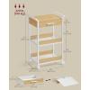 imageVASAGLE Storage Cart 3Tier Rolling Utility Cart with Table Top Handles 4 Lockable Casters Top Drawer Mesh Shelves for Kitchen Bathroom Bedroom Rustic Brown and Ink Black ULRC048K01Golden Oak  Cloud White