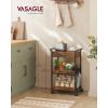 imageVASAGLE Storage Cart 3Tier Rolling Utility Cart with Table Top Handles 4 Lockable Casters Top Drawer Mesh Shelves for Kitchen Bathroom Bedroom Rustic Brown and Ink Black ULRC048K01Rustic Brown  Ink Black