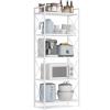 imageSONGMICS 5Tier Metal Storage Rack Shelving Unit with X Side Frames Dense Mesh 126 x 315 x 573 Inches for Entryway Kitchen Living Room Bathroom Industrial Style Cloud White UBSC185W01Cloud White