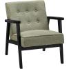 imageSONGMICS Accent Leisure Chair MidCentury Modern Arm Chair with Solid Wood Armrests and Legs 1Seat Cushioned Sofa for Living Room Bedroom Balcony Studio Light Gray ULAC001G01Olive Green