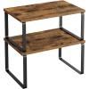 imageSONGMICS Cabinet Organizer Shelf Set of 2 Kitchen Counter Shelves Kitchen Storage Spice Rack Stackable Expandable Metal and Engineered Wood Ink Black and Ebony Black UKCS02B01Ink Black  Rustic Brown