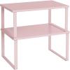 imageSONGMICS Cabinet Organizer Shelf Set of 2 Kitchen Counter Shelves Kitchen Storage Spice Rack Stackable Expandable Metal and Engineered Wood Ink Black and Ebony Black UKCS02B01Jelly Pink