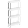 imageSONGMICS Slim Storage Cart 4Tier Rolling Cart Narrow Utility Cart on Wheels 6 Hooks 360 Swivel Wheels Lockable Steel Frame Bathroom Kitchen Office Cloud White UKSC08WTCloud White